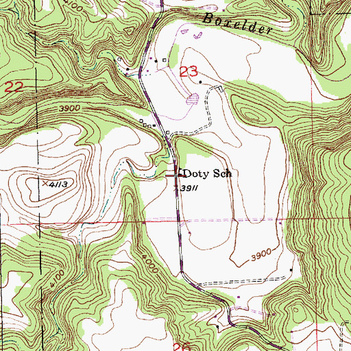 Topographic Map of Doty School, SD