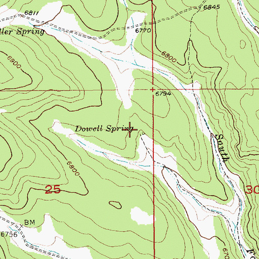 Topographic Map of Dowell Spring, SD