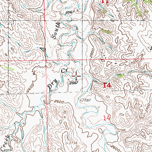 Topographic Map of Dry Creek, SD