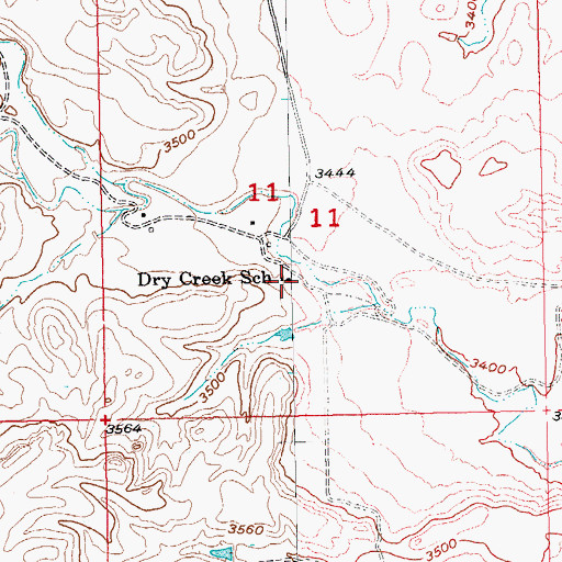 Topographic Map of Dry Creek School, SD