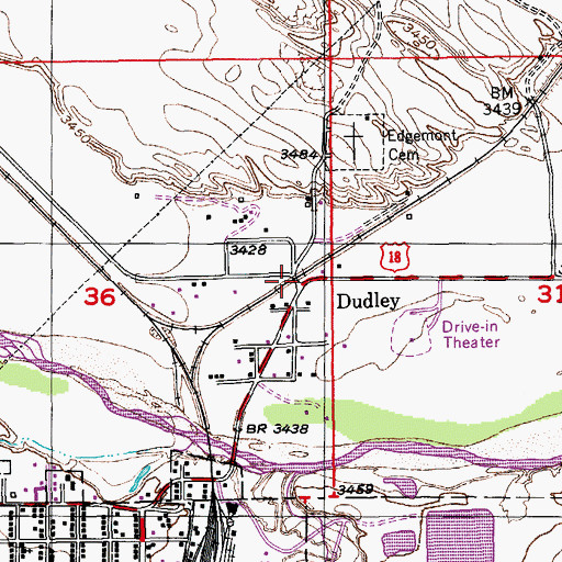 Topographic Map of Dudley, SD
