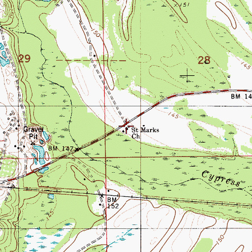 Topographic Map of Saint Marks Church, AL