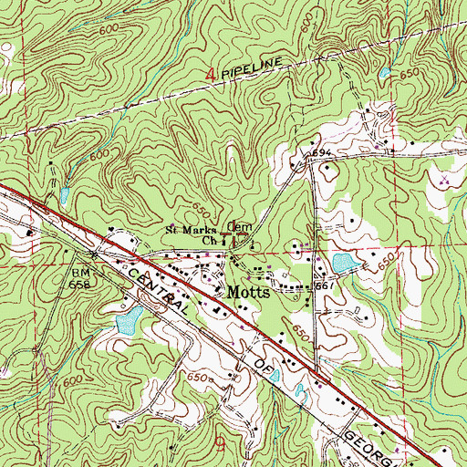 Topographic Map of Saint Marks Church, AL