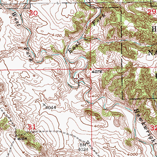 Topographic Map of East Fork Hawkwright Creek, SD