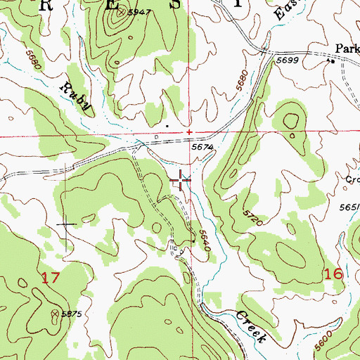 Topographic Map of East Fork Ruby Creek, SD