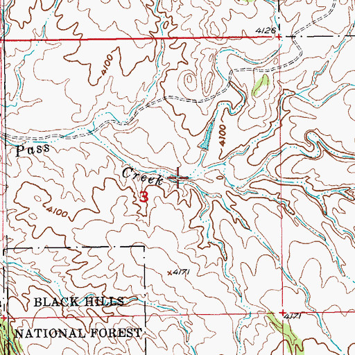 Topographic Map of East Pass Creek, SD