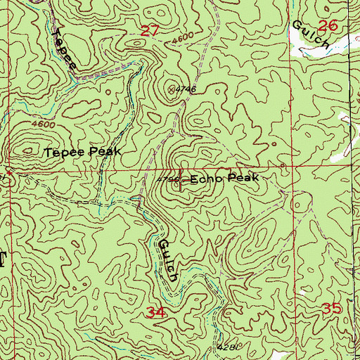 Topographic Map of Echo Peak, SD