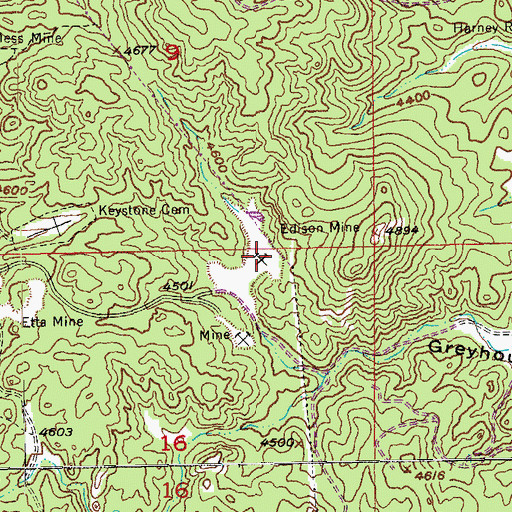 Topographic Map of Edison Mine, SD