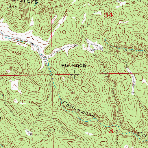 Topographic Map of Elk Knob, SD