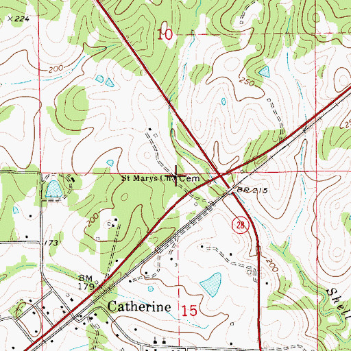 Topographic Map of Saint Marys Church, AL
