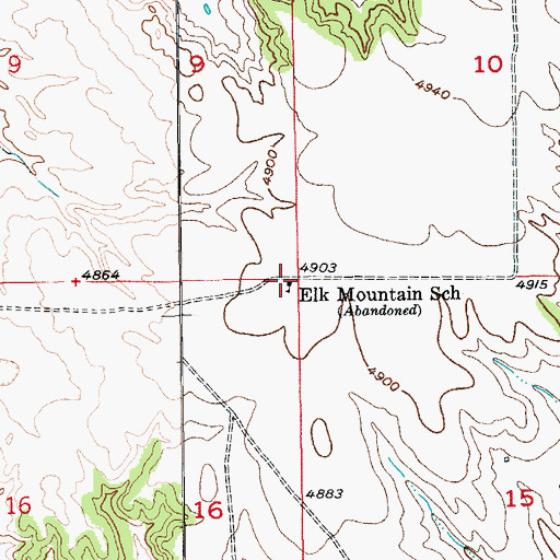 Topographic Map of Elk Mountain School, SD