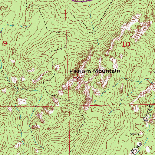 Topographic Map of Elkhorn Mountain, SD