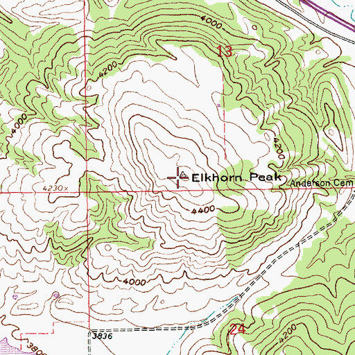 Topographic Map of Elkhorn Peak, SD