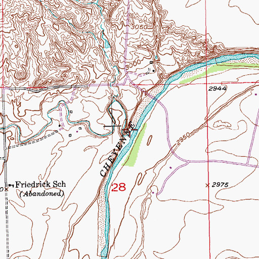 Topographic Map of Elm Creek, SD