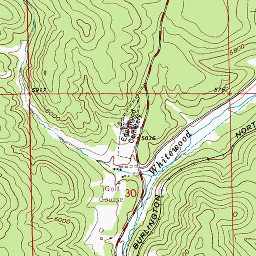 Topographic Map of Mountain Lawn Cemetery, SD