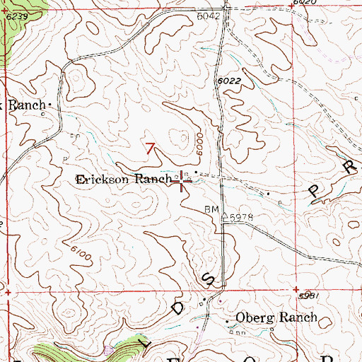 Topographic Map of Erickson Ranch, SD
