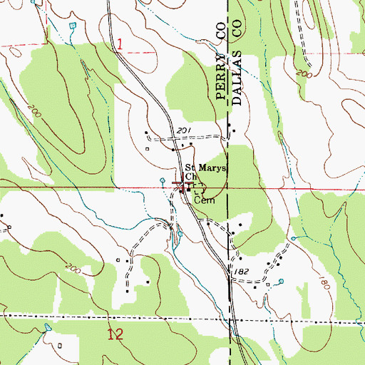 Topographic Map of Saint Marys Baptist Church, AL