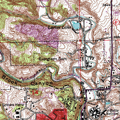 Topographic Map of Evergreen Cemetery, SD