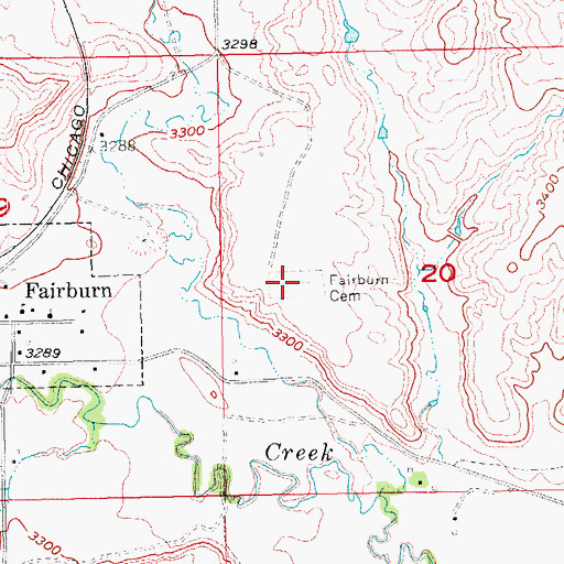 Topographic Map of Fairburn Cemetery, SD