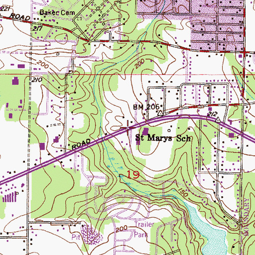Topographic Map of Saint Marys School, AL