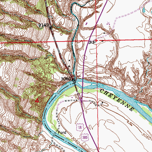 Topographic Map of Fall River, SD