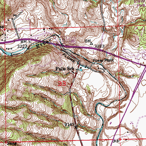 Topographic Map of Falls School, SD