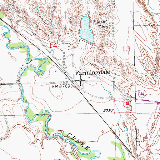 Topographic Map of Farmingdale, SD