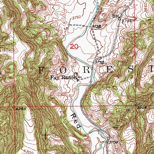 Topographic Map of Fay Ranch, SD