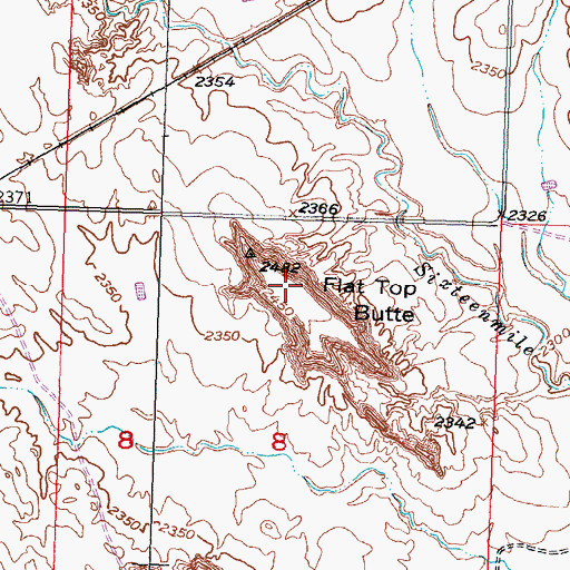 Topographic Map of Flat Top Butte, SD