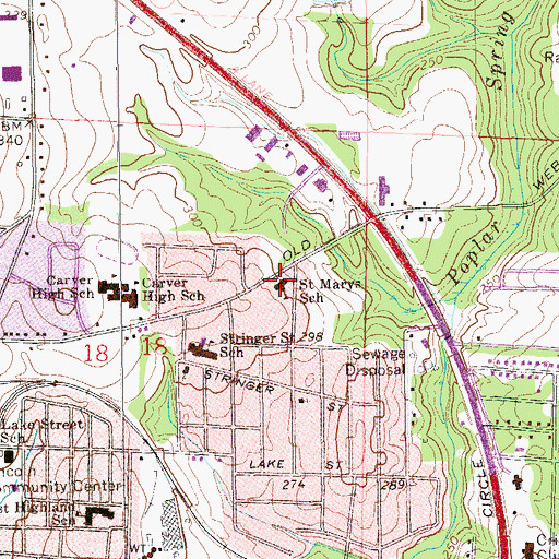 Topographic Map of Saint Marys School, AL