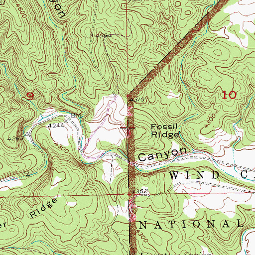 Topographic Map of Fossil Ridge, SD