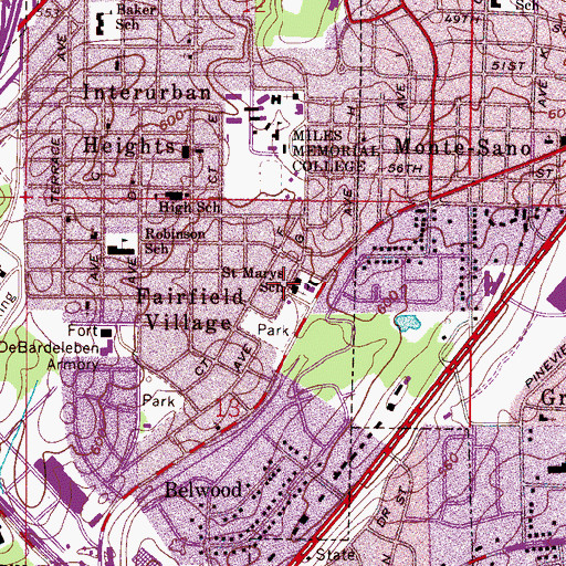Topographic Map of Saint Marys School, AL