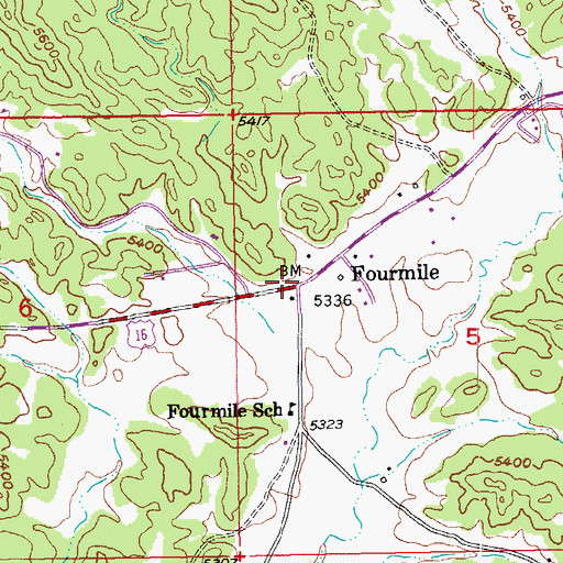 Topographic Map of Fourmile, SD