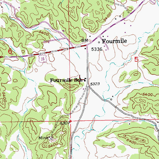 Topographic Map of Fourmile School, SD