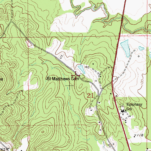Topographic Map of Saint Matthews Cemetery, AL