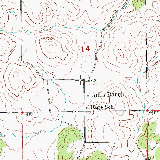 Topographic Map of Gillis Ranch, SD