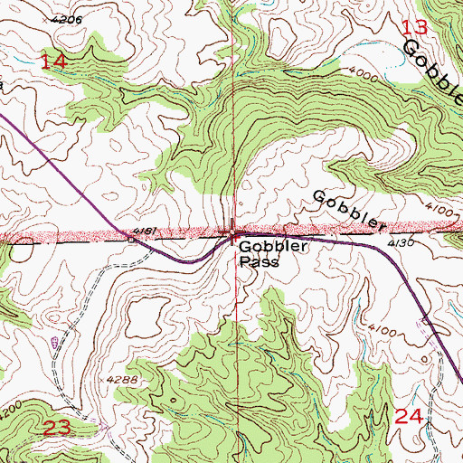 Topographic Map of Gobbler Pass, SD