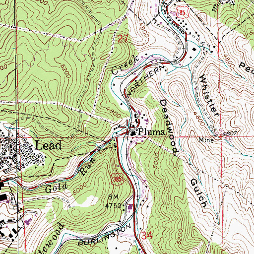 Topographic Map of Gold Run, SD