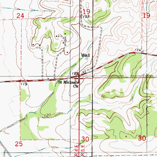 Topographic Map of Saint Michaels Church, AL