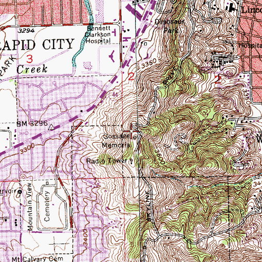 Topographic Map of Gossage Memorial, SD