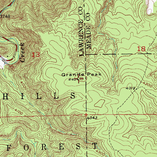 Topographic Map of Granite Peak, SD