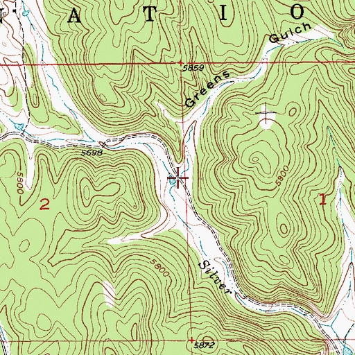 Topographic Map of Greens Gulch, SD