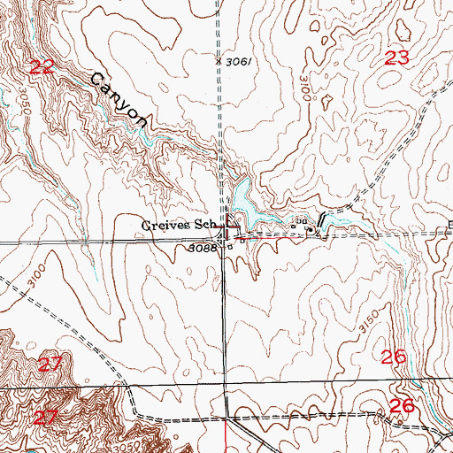 Topographic Map of Greives School, SD