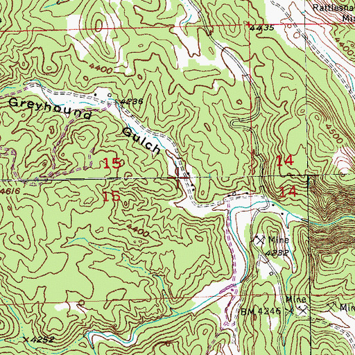 Topographic Map of Greyhound Gulch, SD