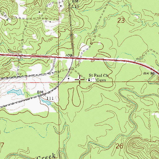 Topographic Map of Saint Paul Church, AL