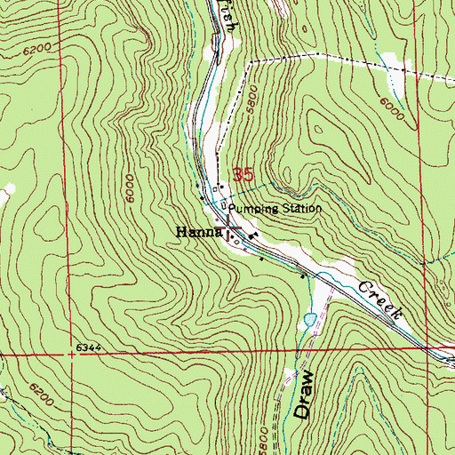 Topographic Map of Hanna, SD