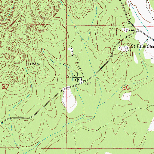 Topographic Map of Saint Paul Church, AL