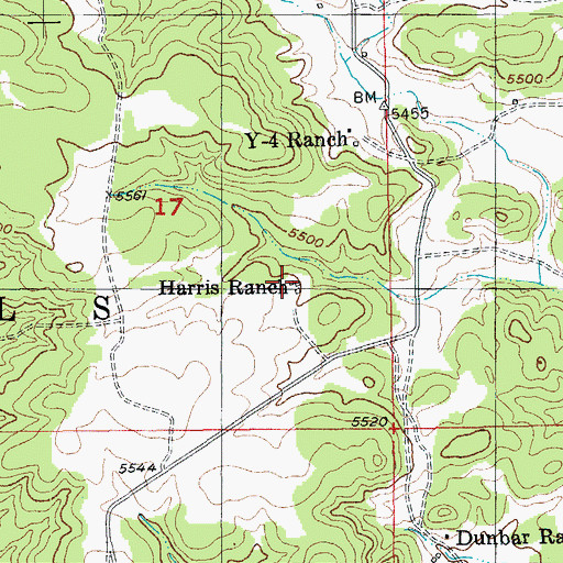 Topographic Map of Harris Ranch, SD