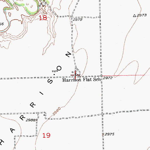 Topographic Map of Harrison Flat School, SD