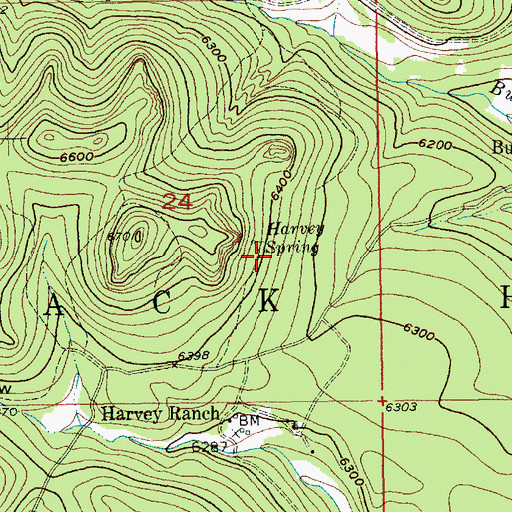 Topographic Map of Harvey Spring, SD